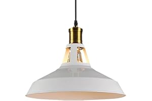 STOEX Lustre Suspension Industrielle Vintage E27 Lampe Plafonniers Retro Abat-jour pour Cuisine Salle à manger Salon Chambre Restaurant Blanc