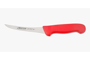 Arcos Couteau Désosseur Courbe Semiflexible - Lame Acier Inoxydable 140 mm - Manche Polypropylène Rouge - Idéal pour Viande - Série 2900