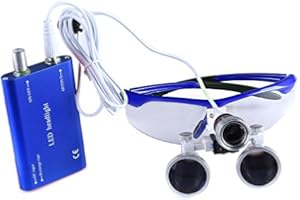 MIKE-DENTAL Portable Dental Binocular Loupes Optical Glass 3.5X-R With Head LED Light Lamp