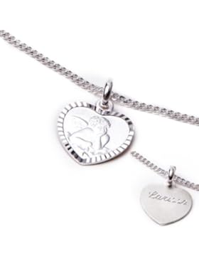 Kinderkette mit Anhänger Schutzengel Herz Ø ca. 11,3 x 10,5 mm, Panzerkette 925/- Sterling Silber, Länge ca. 36...