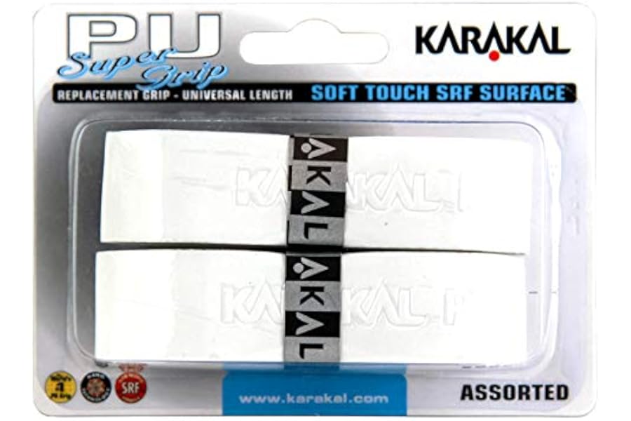 Karakal Super PU Replacement Grips - Pack of 2 - White - Tennis - Squash - Badminton - Retail Package (White)