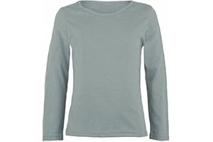 LUXE DIVA Girls Boy Kids Plain Basic Long Sleeve Round Neck T-Shirt Stretch School Tee Top 2-13 Years