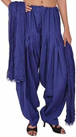 Stylenmart Royal Blue Cotton Semi Patiala Salwar and Dupatta Set