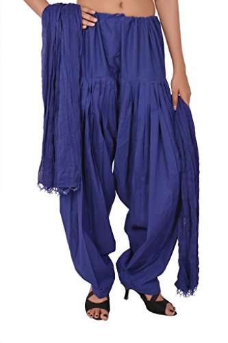 Stylenmart Royal Blue Cotton Semi Patiala Salwar and Dupatta Set