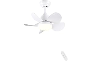 CJOY Ceiling Fans with Lamps 22inch, Ceiling Fans with Lights and Remote White, Dimmable Tri-Color Temperatures LED, Ceiling Llight with Fan 6 Speeds Quiet Reversible DC for Bedroom