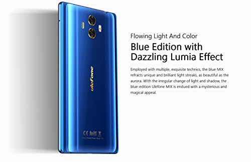 Ulefone MIX - 5,5 Zoll HD Vollbild 4G Dual-SIM Android 7.0 Smartphone ohne Vertrag 64GB Speicher 4GB RAM Octa-Core 1.5GHz 13MP+5MP Dual Hinten Kamera 13MP Frontkamera 3300mAh Fingerabdruck - Blau