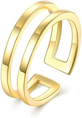 Adjustable Two Cabochon Ring Rose Gold Curved Style Aim Eyecatcher New 2154