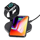 Hukz Qi Wireless-Ladestation für iPhone XS/XS MAX/XR Docking-Halter für Apple Watch,Kabelloses Laden des Mobiltelefons 10W mit iwatch-Ladestation (Schwarz)