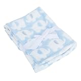 Baby Elephant Luxury Pram Blanket -Boy/Girl Options (75cm x 100cm) (Blue)