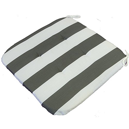 4 Stuhlkissen als Set mit 4 Punktsteppung – Bari 36 cm x 36 cm grau-weiss - 2