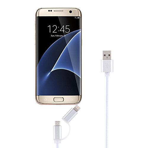 NexGadget 8 PACKS 2-in-1 High-Speed-Lightning/USB-LadeKabel / Sync-Datenkabel [9.8 Zoll] Nylon Geflochtene Micro-USB-Kabel Blitzkabel für iPhone/Ipad-Android Samsung - 6