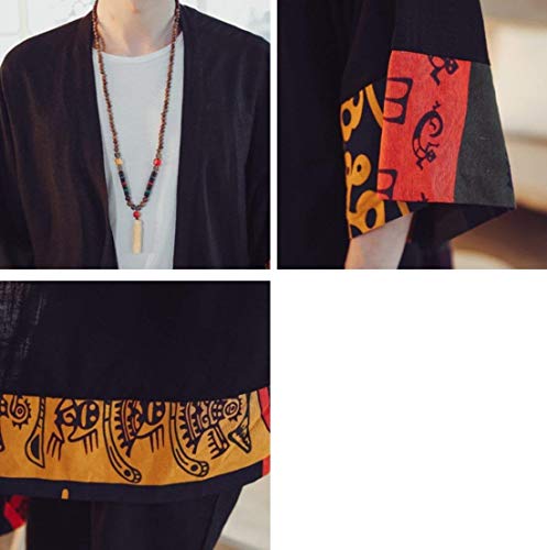 Cardigan Herren Lang Frühling Ärmel Weinlese 3/4 Baumwollleinen Sommer Mantel Jungen Poncho Kap Mantel Wolljacke (Color : Stil 2, Size : S)