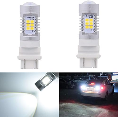 KATUR 3155 3157 3157A 3457A White LED Bulbs 2835 21SMD 80W High Power 12V Lens LED Turn Signal Back Up Reverse Tail Brake LED Light (Pack of 2)
