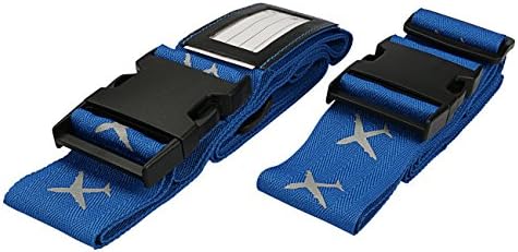 Yeenuo Adjustable Heavy Duty Long Luggage Strap Suitcase Belt Tag Travel Bag Accessories, night vision effect /cross bundled technology, 2-Pcs (blue )