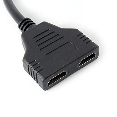 HDMI-Splitter Adapter – SODIAL(R) HDMI 1 bis 2 Doppeltraegersignal Adapter konvertiertes Video Kabel fuer TV HDTV (Schwarz) - 2