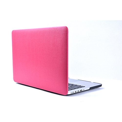 Macbook Pro 13 Retina Hülle Case Tastaturschutzfolie Displayschutzfolie 3 in 1 Kit, TECOOL [Ultra Dünn Serien] Leder Hartschale Schutzhülle Case für MacBook Pro 13.3 Zoll mit Retina Display Modell: A1425 und A1502 – Heißes Rosa - 2