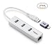 Produktbild Vemont 3-Port USB 3.0 Hub mit RJ45 10/100/1000 Gigabit Ethernet Adapter Konverter LAN-Adapter Aluminium Netzwerkadapter (Silber)