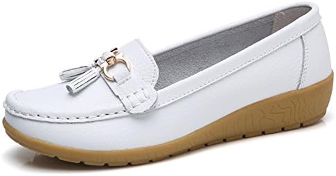 NiNE CiF Womens Leather Tassel Loafers Square Toe Slip Ons Moccasins