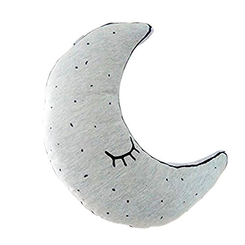 Luffystore Glow in the Dark Bright Light up Twinkling Star/Moon/Elf/Bulb Baby Bed Pillows Decoration Soft Plush Luminous Cushion Pillow Toy (Big Moon)