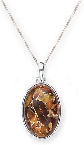 Goldmajor Sterling Silver and Reconstituted Amber Large Mosaic Pendant on 45.7cm Curb Chain