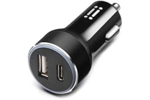 AIINO ITALIAN IDEAS aiino - Adapter ładowarki samochodowej do telefonów z systemem iOS, kompatybilny z iPhone'em i iPadem, podwójny port USB + zasilacz typu C do 18 W ze światłem LED