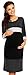 Zeta Ville Women's 3/4 Sleeves Colour Block COTTON Pregnancy Maternity Dress 057 (UK 10/12, Black & Grey)