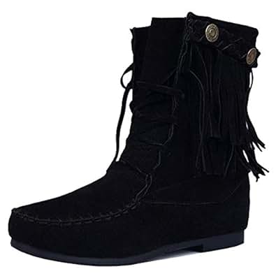 BeiaMina Damen Mokassin Stiefel mit Keilabsatz: Amazon.de ...