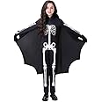 WANNA PARTY WP Kids Bat Skeleton Halloween Party Animal Costume Outfits Onesie For Halloween Costumes for Boys and Girls Hooded Cosplay Clothes Set.Age-7-9 years,Multicolour