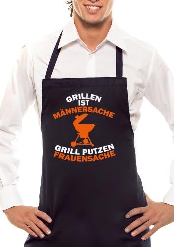 Crickets Men's! - Bicoloured - BBQ Apron Black / Orange - White