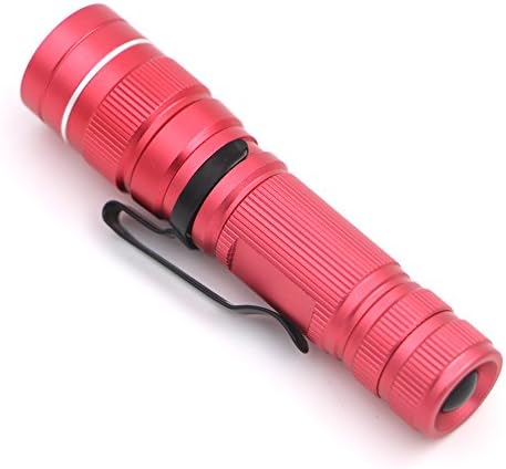 Seitor Mini Torch Super Bright LED Flashlight Pocket Size Zoomable Torch Pocket Mini Penlight Battery Powered Torch Light, 3 Light Modes Adjustable Focus, with Clip, Ideal for Carry Every Day, Walking (Pink)