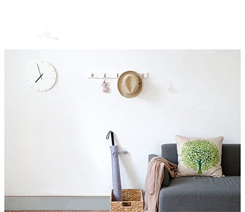 YunNasi Bambus Hakenleiste Mehrzweckhaken mit 5 Haken 61x6x1cm (Weiße) - 5