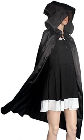 Kolylong Hooded Cloak Coat Wicca Robe Medieval Cape Shawl Halloween Party costume (M, Black)