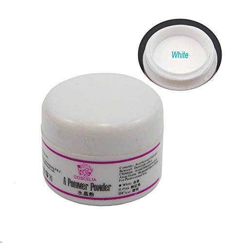 COSCELIA Pro Clear/Transparent Pink White Colors Nail Art Acrylic Powder Crystal Nail Polymer acrylic Nail Kit (White)