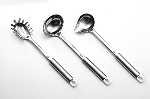 13 Stück Edelstahl Messer & Kochen Baustein gesetzt – mit Spatel, Löffel, Spaghetti Server, Suppe , Dessert Ladel Ladel, Skimmer, Koch, Brot, Carving, Utility, Schnitzel Messer, & Spitzer, Beste Küche Geschenk Idee. - 4