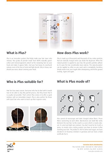 Plus additional hair Haarauffüller für Männer & Frauen – mit Soforteffekt – 25 g – gegen Teilglatze – verschiedene Farben – Haarverdichtung (schwarz) - 9