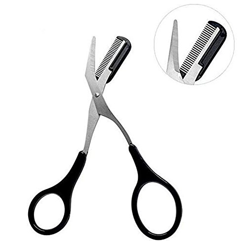 ericotry Précision Professionnelle avec Peigne et Ciseaux à Sourcils Non Slip Finger Griffe Noir Argent Ton pour Hommes Femmes épilation Soin Shaping Noir