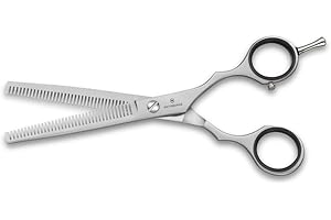 Victorinox Effilierschere, Friseurschere, Länge: 15 cm, Extra Scharf, Rostfreie Stahlklingen, mit Fingerstütze, Silber