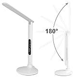 BESTEK 7W Led Schreibtischlampe dimmbare Tischleuchte Uhr, 4 Modi/5 Stufen, digitales Display(Uhrzeit, Wecker, Temperatur) und USB Port zum Aufladen, Augenschutz, Touchfeld, weiß - 8