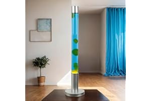 LICHT-ERLEBNISSE Lampe à Lave XXL, Lampe à Lave Bleu Vert, Design Rétro, 76 cm, ampoule incluse, G9 50 W avec interrupteur à fil, idée cadeau, salon, lampe d'ambiance