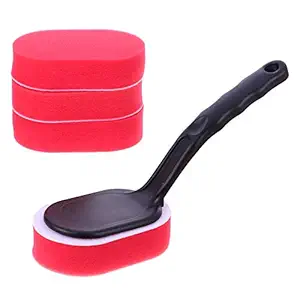 VOSAREA 5pcs Wax Applicator Set Sponge Brush Heads and Handle Washing Equipment for Car Tire Dressing