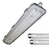 Feuchtraumleuchte EVG 2x18W Feuchtraumleuchte 2x18W EVG Set incl. Röhren 2700K IP65 PC