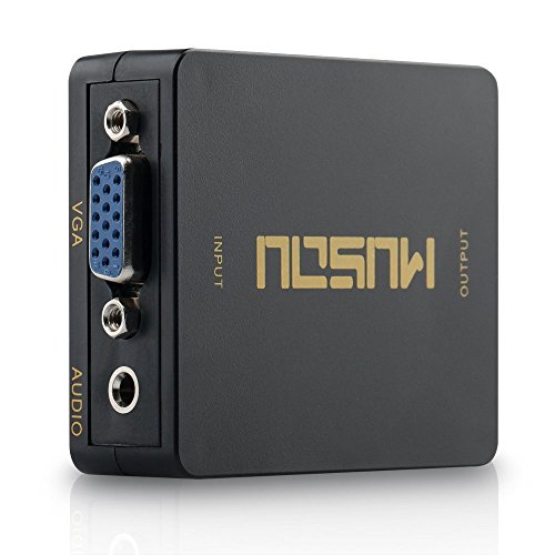 Musou VGA a HDMI Adaptador  VGA al convertidor de HDMI  Viene con conector de audio de 3 5 mm  Salida Full HD 1080P  Negro
