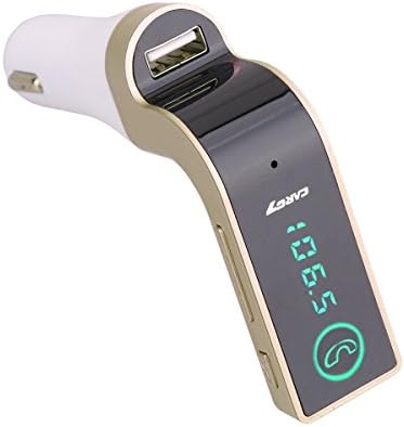 FM Transmitter, Wireless Bluetooth Car Kit Charger with Mic/TF Card/USB Drive/AUX Play Hands-free calls, Smart USB Charging for iPhone, iPad, Samsung Galaxy and Other Android Phones- (Gold) TIANSHILI