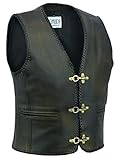 Robust und griffig Gaudi-Leathers Herren Motorrad Lederweste Bikerweste Motorradweste Clubweste Leder Biker Weste Kutte, antik S