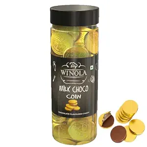 Winola Milk Choco Coin- Gold Chocolate Coins - 50 pcs jar (175 g)