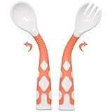 【Hold Sujeción fácil】 El mango ancho y ergonómico de los cubiertos está cubierto por el pegamento suave TPE, diseñado específicamente para adaptarse a las diminutas manos de su bebé y al agarre en desarrollo