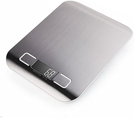 Digital Electronic Kitchen Scales BEICHEN (5000g, 0.1oz/ 1g), Stainless Steel Multifunction Kitchen Food Scale with Large LCD Backlit Display, Silver Colour