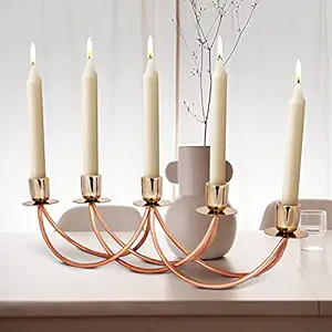 House of Sajja Metal Candle Stand Showpiece in Dual Color for 5 Candles