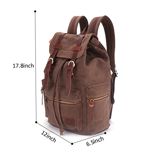 Canvas Vintage Rucksäcke BESTOPE Damen Herren Schulrucksack Retro Backpack für Campus Studenten und Outdoor Reisen Wandern mit Großer Kapazität - 2