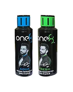 One 8 Deodorant for Men One 8 by Virat Kohli One 8 Aqua & Fresh Pour homme Perfume body spray 200 ml Combo (Pack of 2)